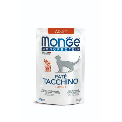 Monge Monoprotein Adult Cat Paté Turkey - Пауч за котки в зряла възраст с пуешко и картофи - 85 г