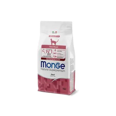 Monge Natural Superpremium Monoprotein Sterilised Cat Beef - Пълноценна суха храна за кастрирани котки с телешко - 1,5 кг