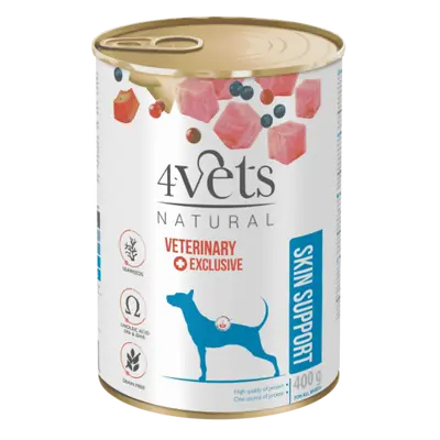 4Vets Dog Natural Skin Support консервирана храна за кучета, при кожни проблеми, 400 г