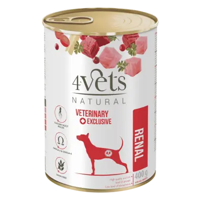 4Vets Dog Natural Kidney Support - консервирана храна за кучета, при проблеми с бъбреците, 400 г