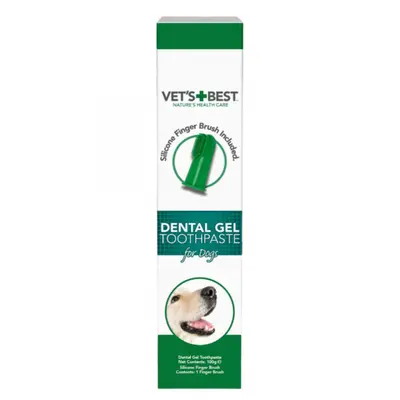 Vet&Best Dental Gel – гел за зъби/паста за зъби за кучета + силиконова четка за зъби, 100 г