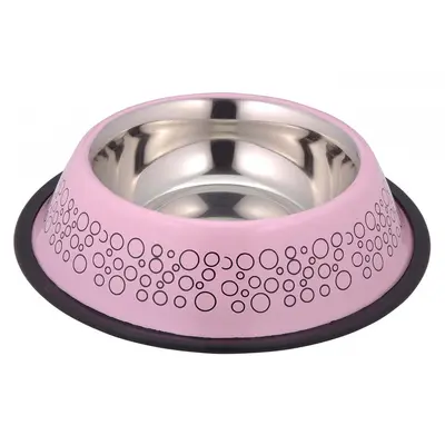 Anipro  Bubbles No Slip метална купа розова 23 см, 0.9 л
