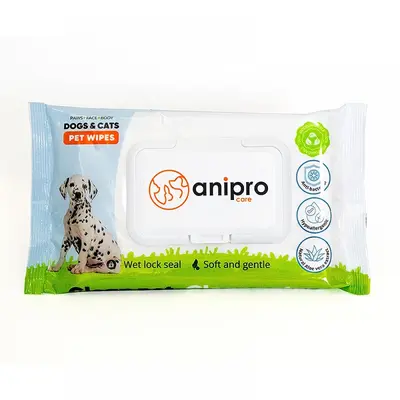 Anipro  антибактериални биоразградими хигиенни кърпички, 40 бр, 15x20 см