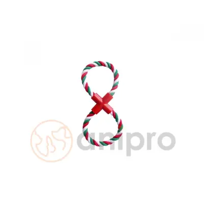 Anipro  Играчка въже осмица бяло/зелено/червено 28 см, 110-120 г
