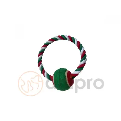 Anipro  Играчка въже кръг с топка бяло/зелено/червено 18 см, 125-135 г
