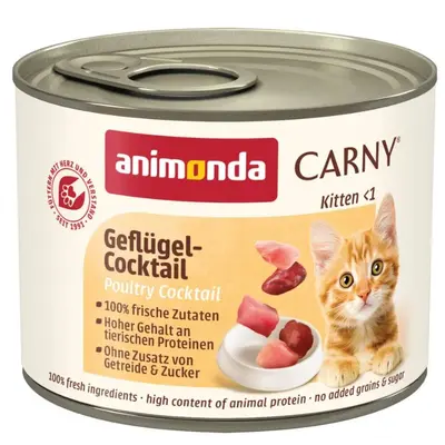 Аnimonda Carny Kitten - консервирана храна за малки котенца, коктейл от птичи меса, 12 бр х 200 г