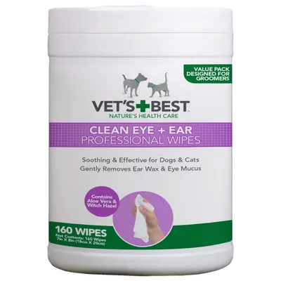 Vet's Best Eye & Ear wipes 160 бр почистващи кърпички очи/уши куче/коте 18 х 20см
