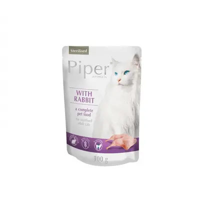 Piper Cat Sterilised Rabbit - пауч за кастрирани котки със заешко 10 бр х 100 гр
