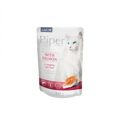 Piper Cat Salmon -  пауч за израснали котки и котенца  със сьомга 10 бр х 100 гр