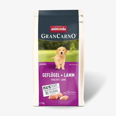 GranCarno dry  Junior - суха храна за малки кученца с птиче и агнешко, 1 кг
