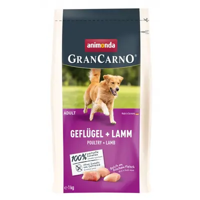 GranCarno dry  Adult - суха храна за израснали кучета с птиче и агнешко, 1 кг