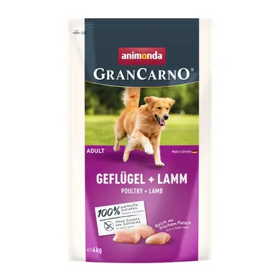 GranCarno dry  Adult - суха храна за израснали кучета с птиче и агнешко, 4 кг