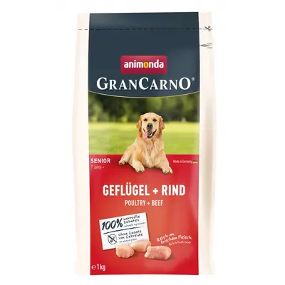 GranCarno dry  Senior - суха храна за възрастни кучета, с птиче и говеждо, 1 кг
