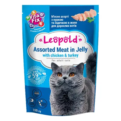 Leopold Cat пауч за котки с пиле и пуйка, 24х100 г