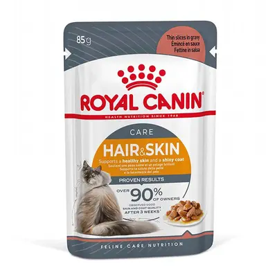 Royal Canin  Hair & Skin In Gravy 12x85g - Пауч за котки в зряла възраст с чувствителна кожа и козина без блясък 12 бр х 85 г