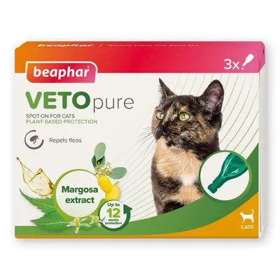 Beaphar  Veto Pure Flea Spot-On - капки против бълхи за котки и котенца над 12 седмици, кутия с 3 пипети