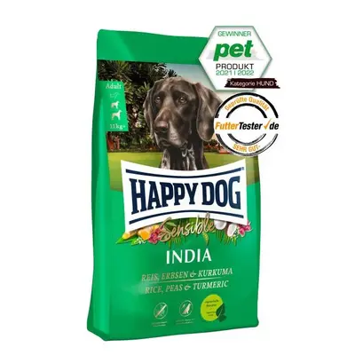 Happy Dog Sensible India - вегетарианска рецепта с ориз, грахово мюсли и куркума, за кучета с хранителна непоносимост и алергии - 4 кг