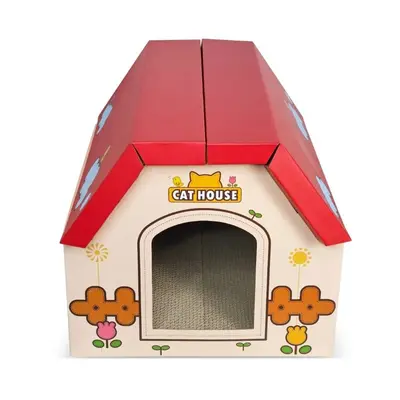 Anipro Драскалка за котки, червена къща, 44х22.5х34 см