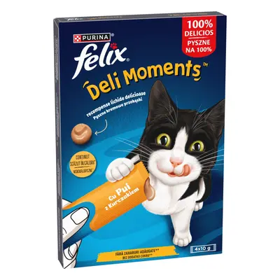 Felix Deli Moments Liquid Snacks with Chicken - вкусно, течно лакомство за котки с пилешко - 4 х 10 гр