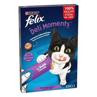 Felix Deli Moments Liquid Snacks with Duck - вкусно, течно лакомство за котки с патешко - 4 х 10 гр