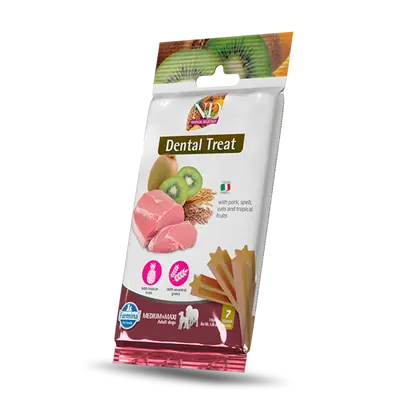 N&D TROPICAL SELECTION DOG Dental Treat Pork Adult Medium & Maxi - дентални лакомства за кучета от средни и едри породи със свинско, спелта, овес и тропически плодове - 100 гр