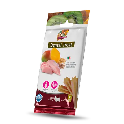N&D TROPICAL SELECTION DOG Dental Treat Chicken Adult MINI - дентални лакомства за кучета от дребни породи с пиле, спелта, овес и тропически плодове - 60 гр