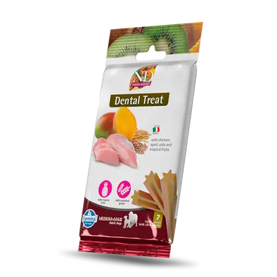 N&D TROPICAL SELECTION DOG Dental Treat Chicken Adult Medium & Maxi - дентални лакомства за кучета от средни и едри породи с пиле, спелта, овес и тропически плодове  - 100 гр