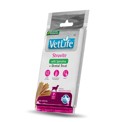 Vet Life Struvite Dental Treat Medium&Maxi  – Дентални стикове за кучета от средни и едри породи - 100 г