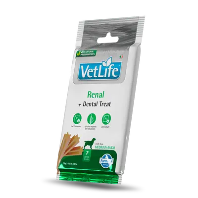 Vet Life Renal Dental Treat Medium&Maxi – Дентални стикове за кучета от средни и едри породи с бъбречни проблеми - 100 г