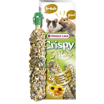 Versele-Laga Crispy Sticks Gerbils & Mice Sunflower & Honey 110 g - стикове за мишки и джербили с мед и слънчогледови семки 2х55 г