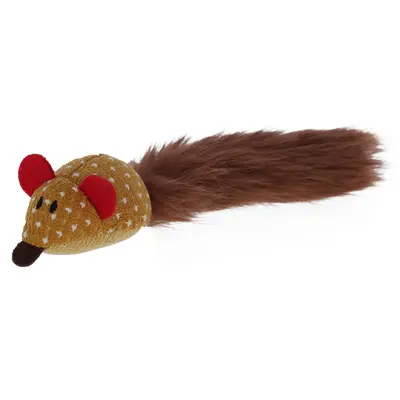 Kerbl Mouse with a tail - Играчка за котка - мишка с дълга рошава опашка, 26 см