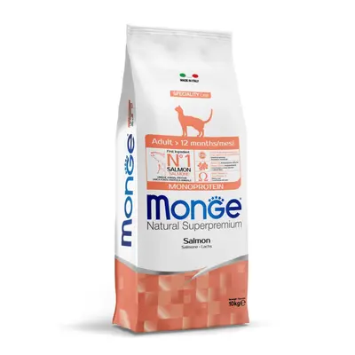 Monge Natural Superpremium Monoprotein Adult Cat Salmon - Пълноценна суха монопротеинова храна за котки в зряла възраст със сьомга - 10 кг