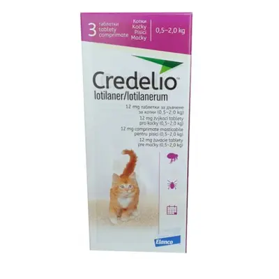 Credelio 12мг -  овкусени таблетки за външно обезпаразитяване на котки от 0,5 до 2 кг - кутия с 3 таблетки