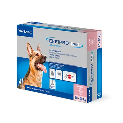 Virbac Effipro DUO Spot-on L – 20-40 кг –  потивопаразитна пипета за кучета - кутия с 4 броя пипети