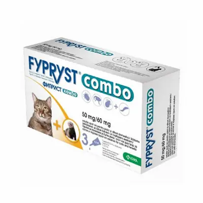 Fypryst Combo (Фиприст Комбо) 50 mg/60 mg - спот-он разтвор за котки и порчета - кутия с 3 броя пипети