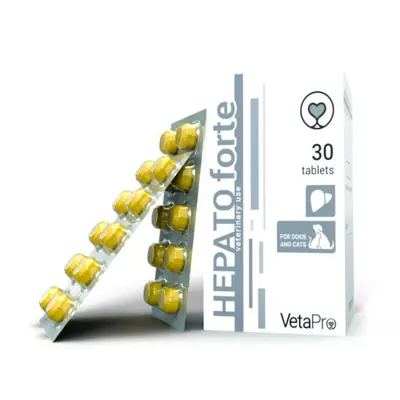 VetaPro Hepato Forte - подпомага функцията на черния дроб, за кучета и котки - 30 таблетки