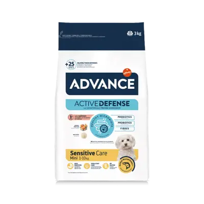 Advance Dog Mini Adult Sensitive - суха храна за кучета от мини и малки породи със сьомга и ориз - 3 кг