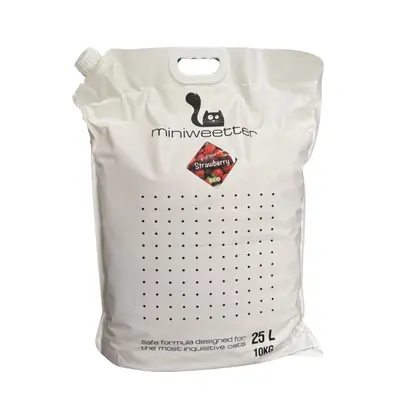 Miniweetter Strawberry 25 l - Биоразградима соева котешка тоалетна с аромат на ягода, 25 л (10 кг)
