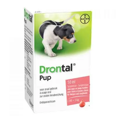 Drontal Puppy suspension  (Дронтал Пупи суспензия) - за вътрешно обзпаразитяване на новородени и млади кученца - 50 мл