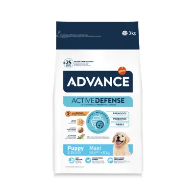 Advance Dog Maxi Puppy - суха храна за подрастващи кученца от едри пилешко и ориз - 3 кг