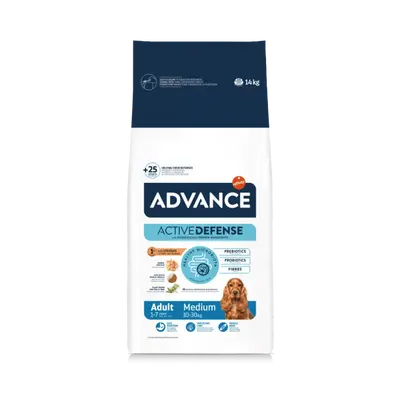 Advance Dog Medium Adult - суха храна за кучета от средни породи с пилешко и ориз - 14 кг