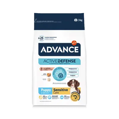 Advance Dog All Breeds Puppy Sensitive  - Суха храна за подрастващи кученца със сьомга и ориз - 3 кг
