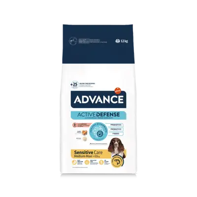 Advance Dog Medium & Maxi Adult Sensitive - Суха храна за кучета от средни и едри породи със сьомга и ориз - 12 кг