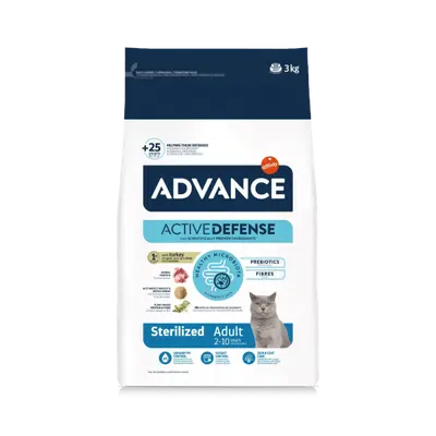 Advance Cat Adult Sterilized - Суха храна за кастрирани котки с пуешко и ечемик - 15 кг
