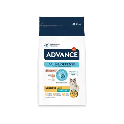 Advance Cat Adult Sterilized Sensitive - Суха храна за добро храносмилане за кастрирани котки със сьомга и ечемик - 10 кг