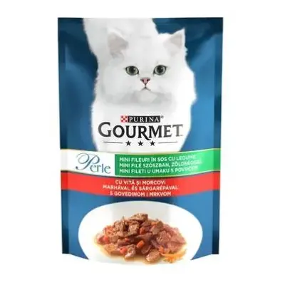Gourmet Perle  - Пауч за котки с говеждо и моркови - мини филенца в сос със зеленчуци - 85 г