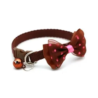 PlayMe Dog collar with bow tie - Нашийник с папионка 19-32 см - кафяв