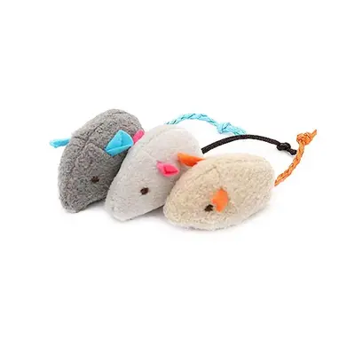 PlayMe Plush Mouse - Играчка за котка Плюшени мишки с Catnip 3 бр