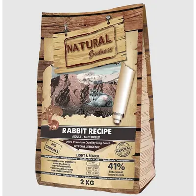 Natural Greatness Rabbit Sensitive Adult Mini Senior and Light - Суха храна със заешко за кучета от мини породи - 2 кг