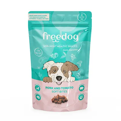 Freedog Snack Semi-Moist Pork & Tomato - Лакомство за кучета - меки хапки Свинско & домати - 100 г